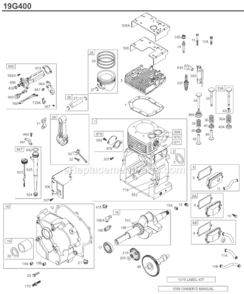 Page A Diagram and Parts List for 19G400 0068-1196 Briggs and Stratton Engine
